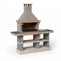 Barbecue fixe 220 x 75 x 250 cm en béton gris avec évier et plan de travail extérieur