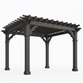Pergola de jardin 300 x 300 x 240 cm en bois gris anthracite à toit ajouré