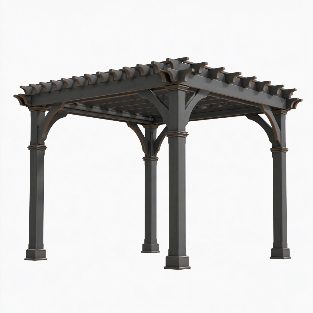 Pergola de jardin 300 x 300 x 250 cm en bois gris anthracite style classique