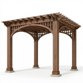 Pergola de jardin 300 x 300 x 250 cm en bois brun - structure extérieure à lattes avec treillis