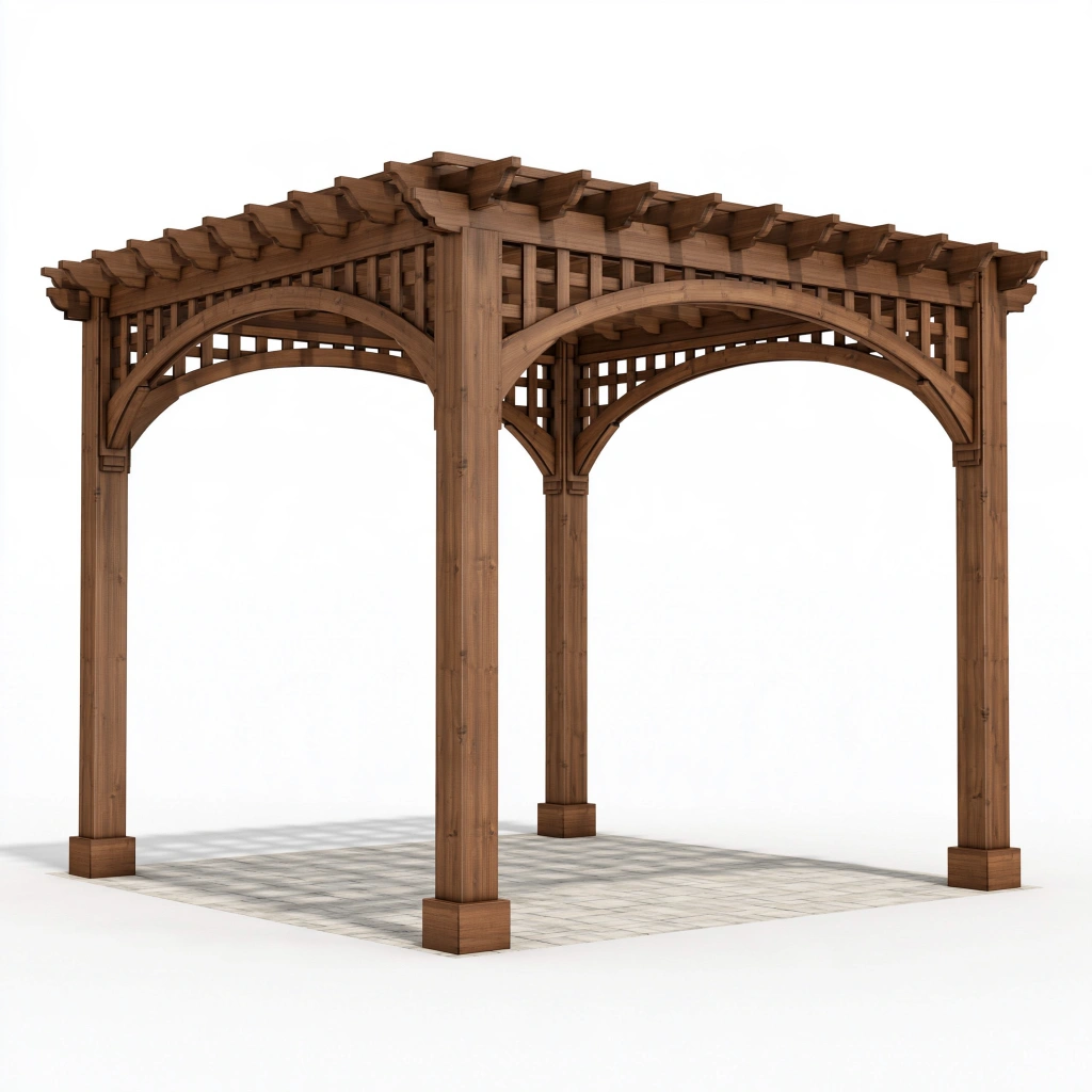 Pergola de jardin 300 x 300 x 250 cm en bois marron style traditionnel