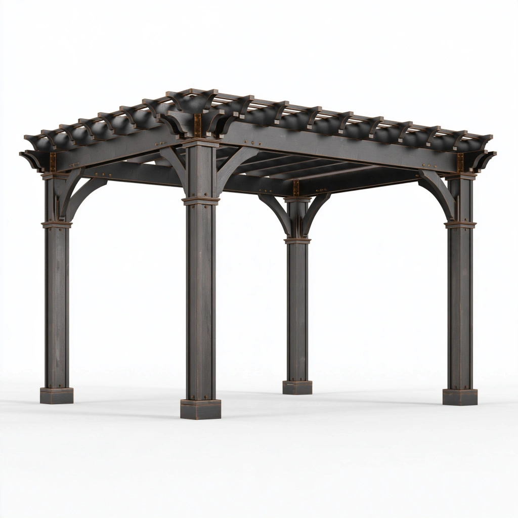 Pergola de jardin 300 x 300 x 250 cm en métal noir style industriel
