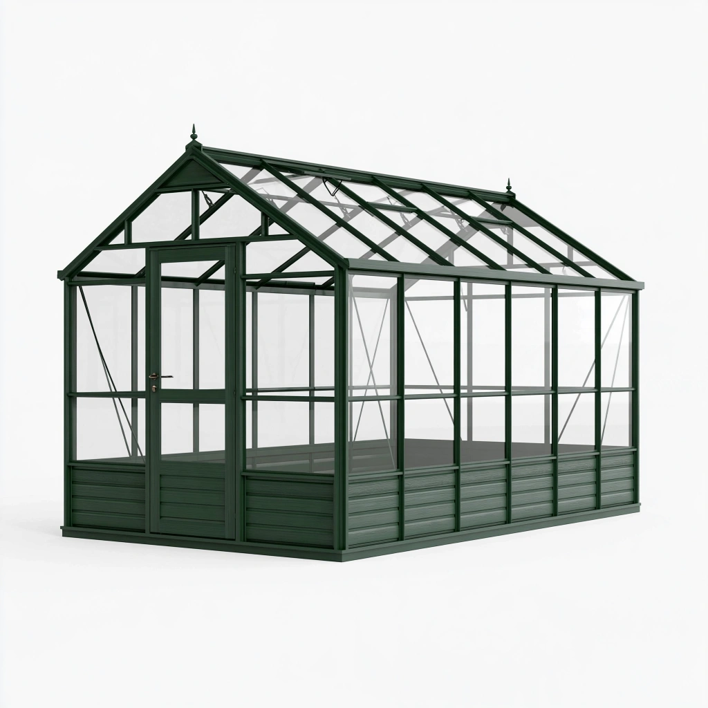 Serre de jardin 250 x 190 x 240 cm en aluminium vert avec panneaux transparents
