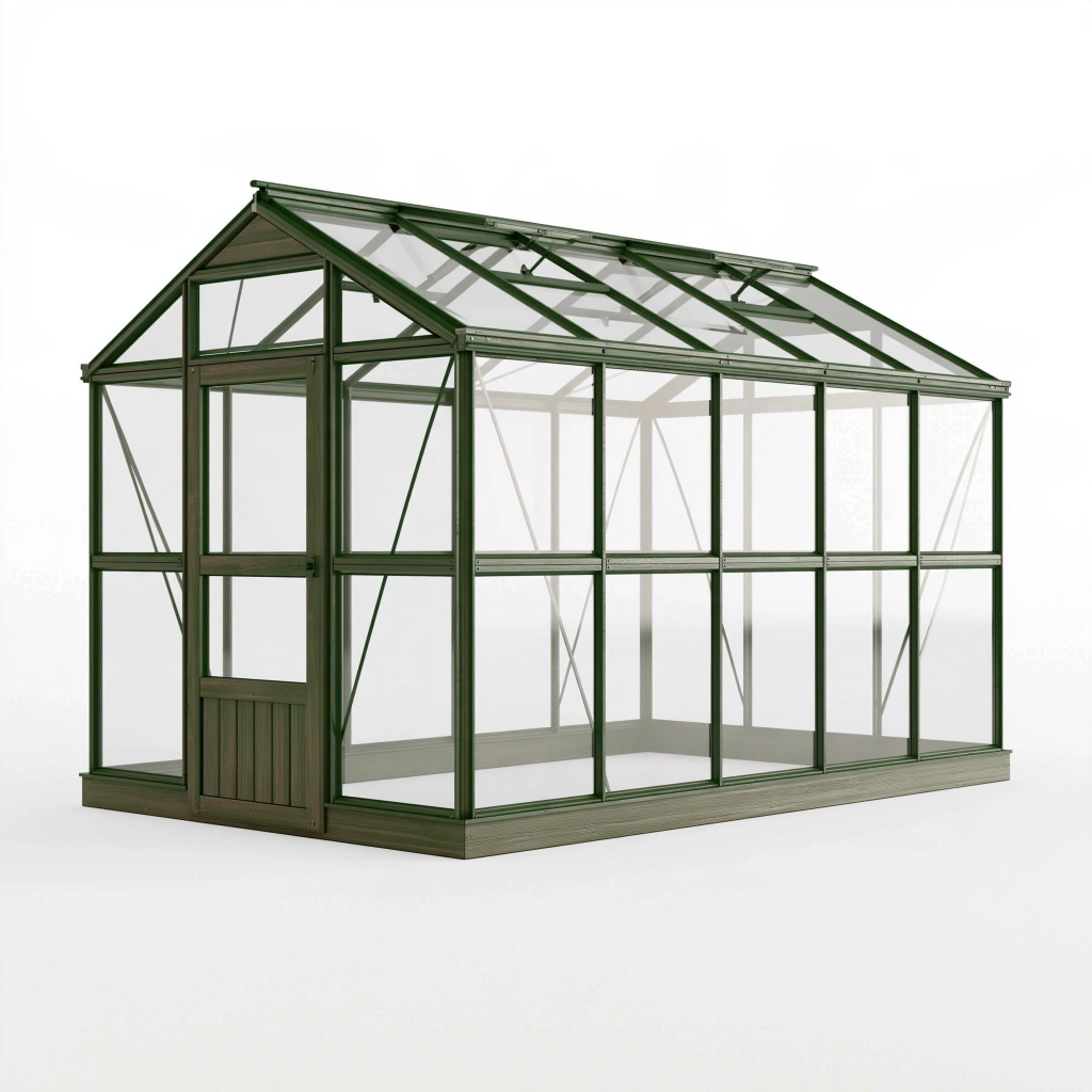 Serre de jardin 300 x 190 x 200 cm en aluminium et panneaux transparents vert foncé