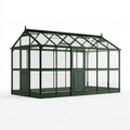 Serre de jardin 380 x 250 x 250 cm en aluminium vert avec panneaux transparents
