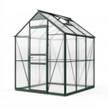 Serre de jardin 190 x 190 x 195 cm en aluminium vert avec panneaux transparents et lucarne de ventilation