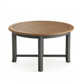 Table de jardin ronde diamètre 120 cm bois naturel et métal anthracite style contemporain