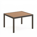 Table de jardin carrée 120 x 120 cm en aluminium brun et plateau effet bois