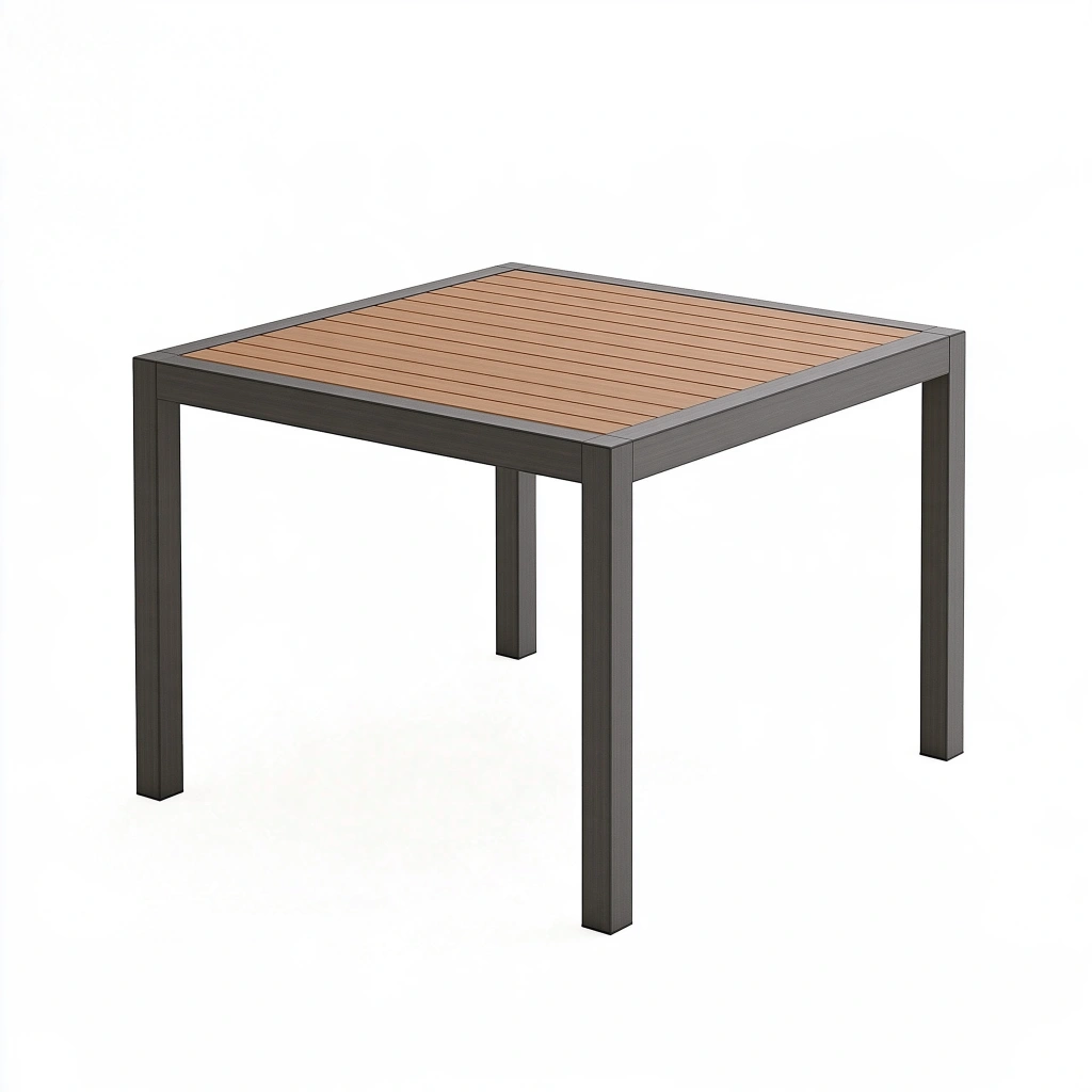 Table de jardin 150 x 90 x 75 cm en métal et bois marron anthracite style contemporain