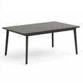 Table de jardin 180 x 90 x 75 cm en métal noir à plateau à lattes