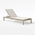 Chaise longue de jardin 200 x 70 cm en aluminium beige avec dossier réglable