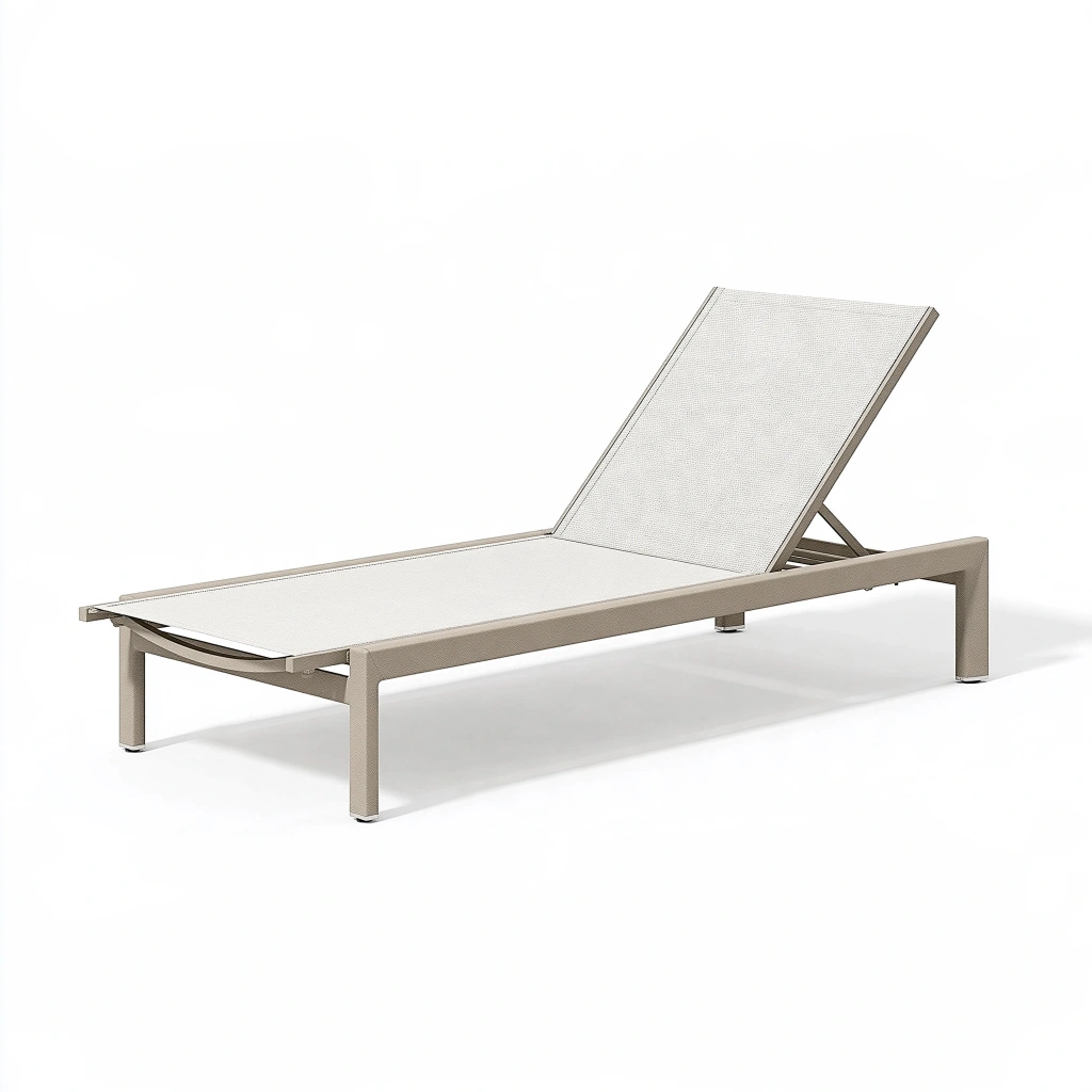 Bain de soleil 200 x 70 x 35 cm en aluminium beige inclinable