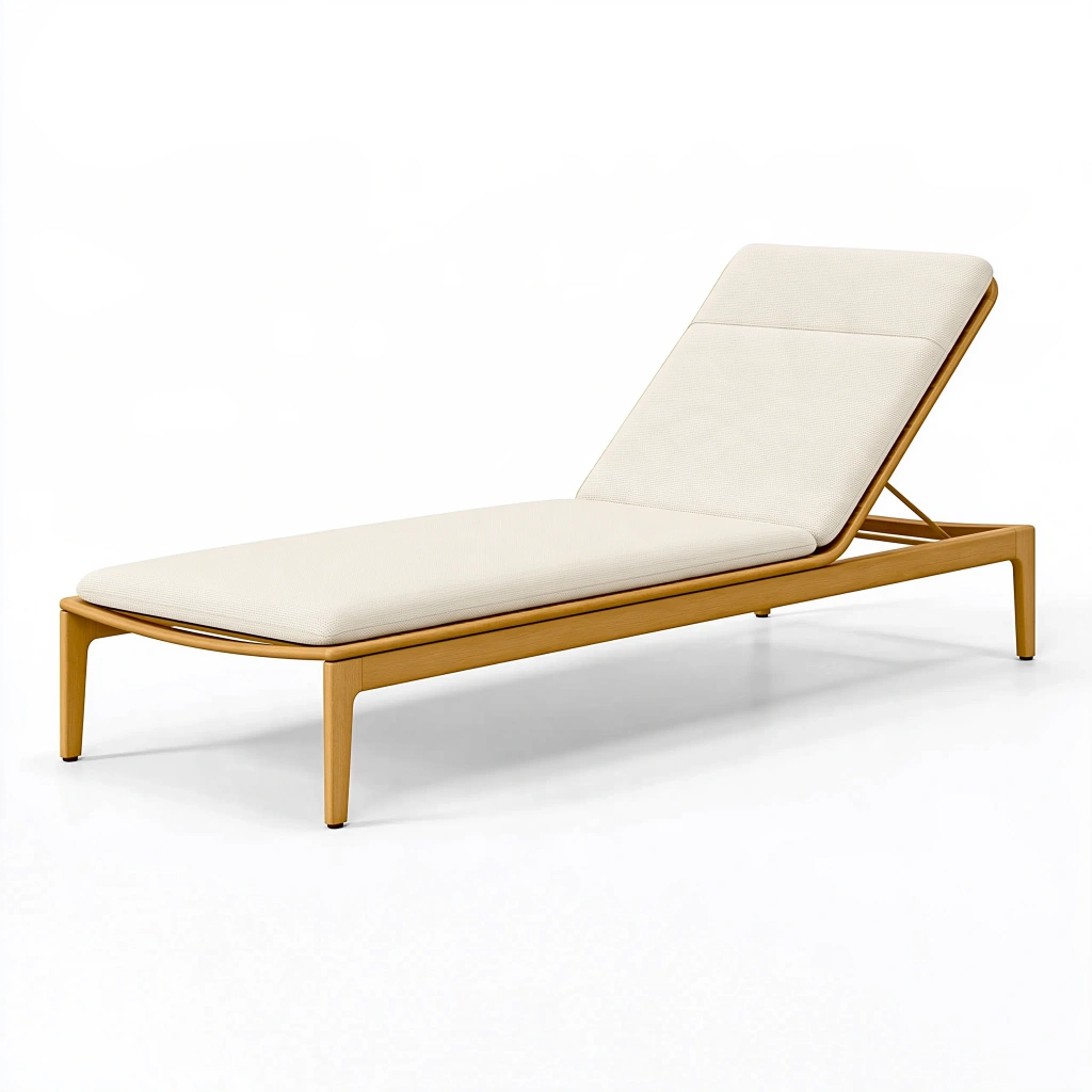 Chaise longue 200 x 70 x 85 cm en bois beige réglable style contemporain