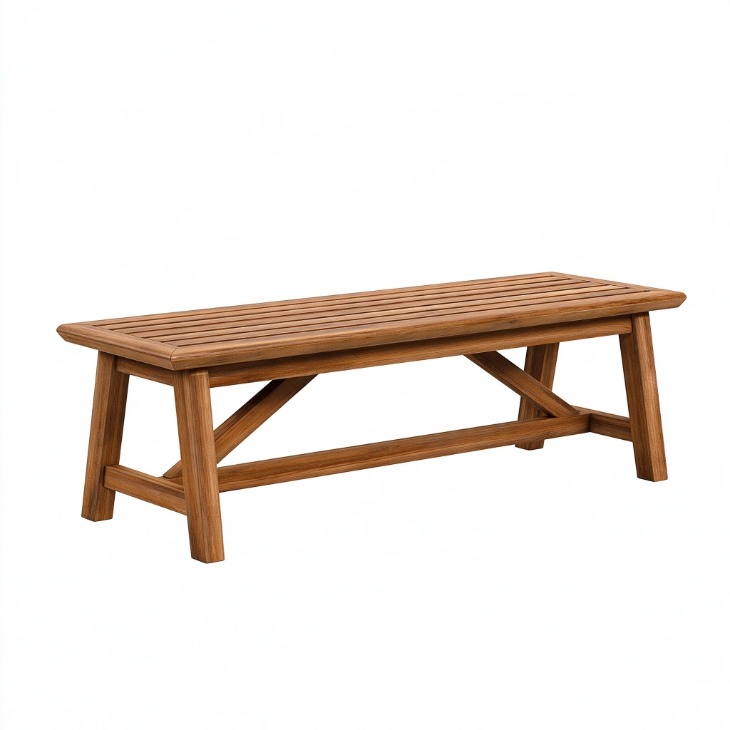 Banc de jardin 120 x 40 x 45 cm en bois marron à lattes style rustique