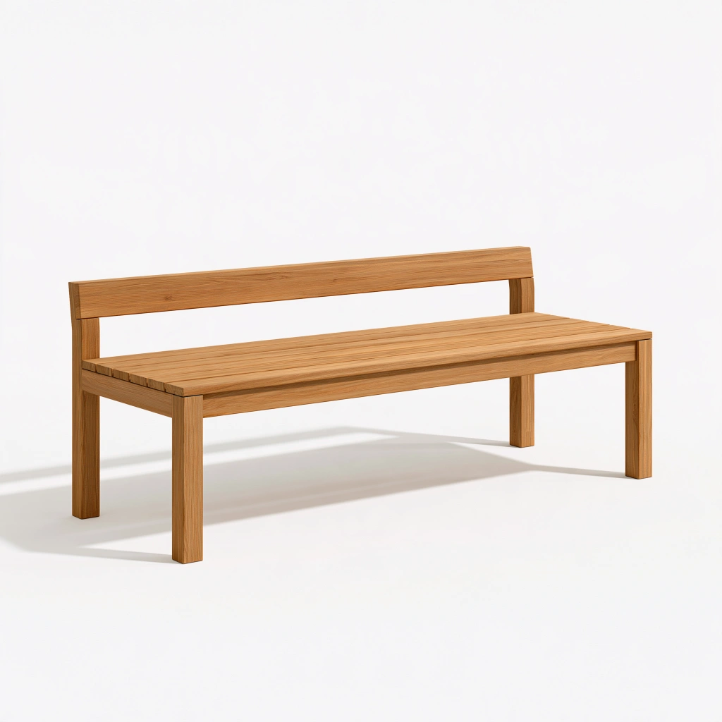 Banc de jardin 150 x 60 x 85 cm en bois naturel avec dossier style contemporain