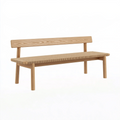 Banc 140 x 45 x 78 cm en bois naturel avec assise tressée style scandinave