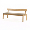 Banc 2 places 140 x 55 x 78 cm bois naturel et textile beige style scandinave